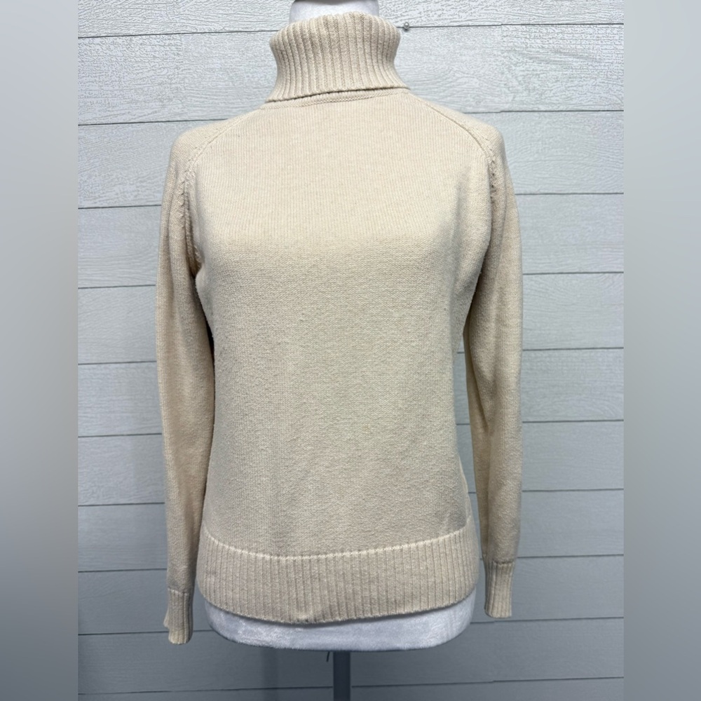 JEANNE PIERRE Women's Cream Turtleneck Sweater 100% cotton Medium